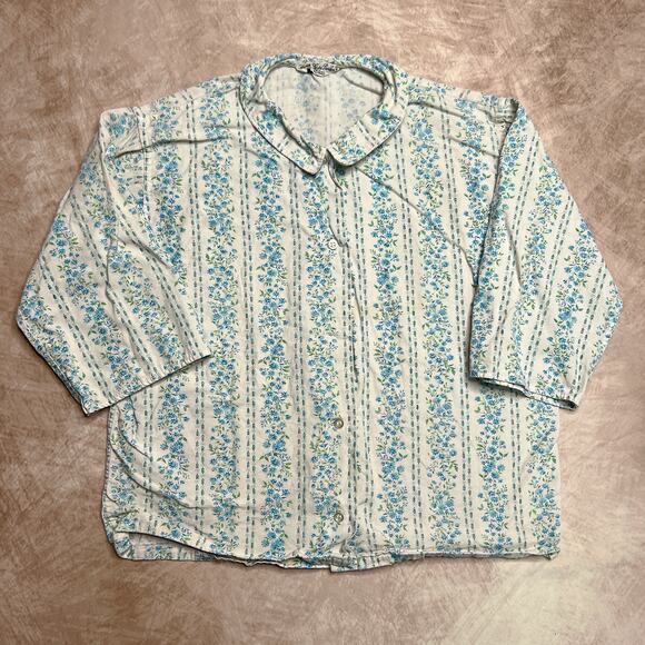 Vintage 70s Lady Preston Floral Button Up Prairie Blouse Half Sleeve Cropped Mod - Picture 1 of 5